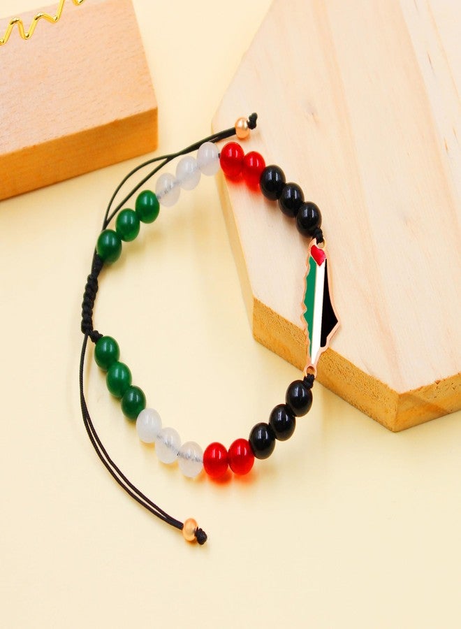 Tobestu Rose Gold Plated Palestinian Map Bracelet with Flag Colors Charm - Cultural and Festival Accessory YA5883 - Image 4